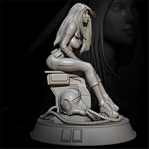 Risjc 1/24 Fantasy Planet Female Warrior Resin Model Miniature Kit, Assembléia de soldado do elenco sem montagem e sem pintura/B547N