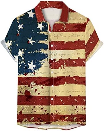 Xxbr camisas patrióticas para homens, 4 de julho de bandeira retro americana de botão de colarinho de colarinho de colarinho