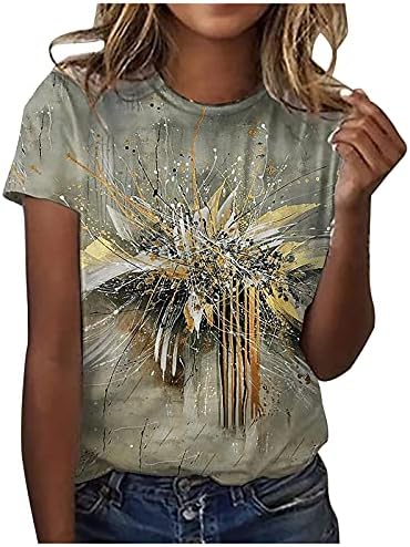 Mulheres Mangas curtas T-shirt moda diária camisas florais casuais de tamanho largo de camiseta solta camiseta de