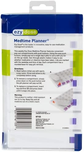 Ezy dose semanalmente 4 vezes ao dia Organizador da pílula de botão e planejador de vitaminas, caixas de comprimidos