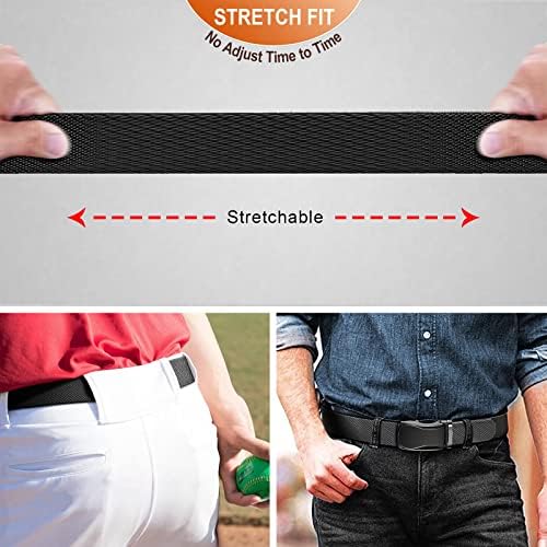 KS Mens Belt 2 pacote, nylon de estiramento de cinto elástico de catraca para homens esportes de golfe casual, ajuste preciso