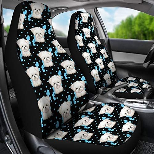 Capas de assento de carro para carros impressos de padrão de cachorro maltês