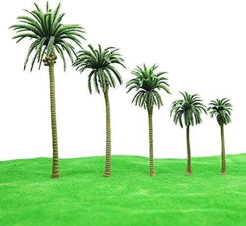 Woohome 44 PCs Model árvores de coco Modelo de palmeira árvores com 5 PCs Mini Umbrella, Model Trees Model para modelo de arquitetura