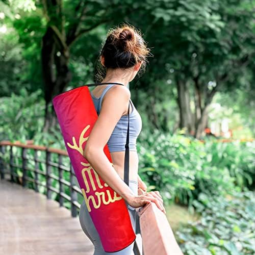 Feliz Natal Elk Antlers Yoga Mat Bags Full-Zip Yoga Carry Bag para homens, Exercício de ioga transportadora com cinta