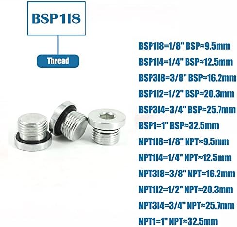 M5 M6 M8 M10 M12 M14 M16 M18 M20 M22 M24 M26 M27 M30 1/8 1/4 3/8 1/2 3/4 BSP Male Hex Hex Socket Crep tampa final Plug Plug Tipe