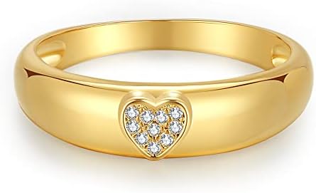 Espere cúbico zirconia coração sinaliza anel 18k ouro banhado | Anel mindinho mínimo e mindinho | Presente de aniversário