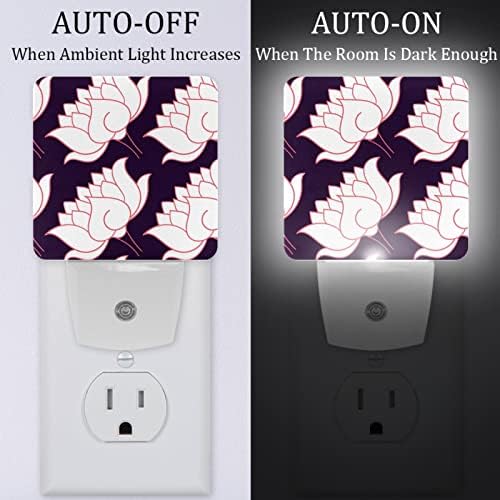 Rodailycay sensor leve à noite Botânica Lotus Flor, 2 Pacote de luzes Night Lights na parede, luz de noite LED branca