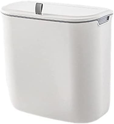 Lixeira de compostagem do estilo Shengyi 9L com tampa, lixo pendurado de lixo para o quarto da cozinha bancada - 1 pacote, branco