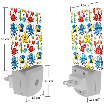 Animais do mar de desenho animado liderado luz noturna, luz de noite infantil para o quarto plug na parede de lâmpada