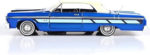 1964 Chevy Impala Lowrider Hard Top Candy Blue Metallic With Cream Top Get Série Low 1/24 Diecast Model Car por Motormax 79021