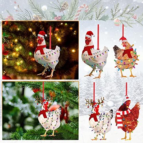 83G4FA Lenços de Natal Decorações de frango Decorações ao ar livre de madeira Decorações de Natal Lenços de Natal e Dec Home