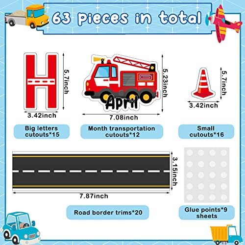 Kosiz 63 PCs Transporte Birthday Boletin Board Define recortes de papel com cola de colarinho de bulletim de aniversário de carro