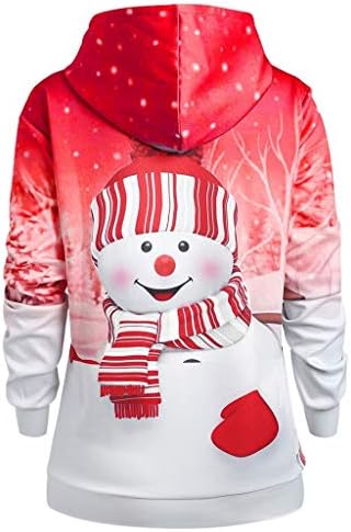VEKDONE MULHERES MULHORES CAPÓLIES DE NATAGEM DE CARACTOON Snowman de snowman natal Tunic Sweatshirt com bolsos