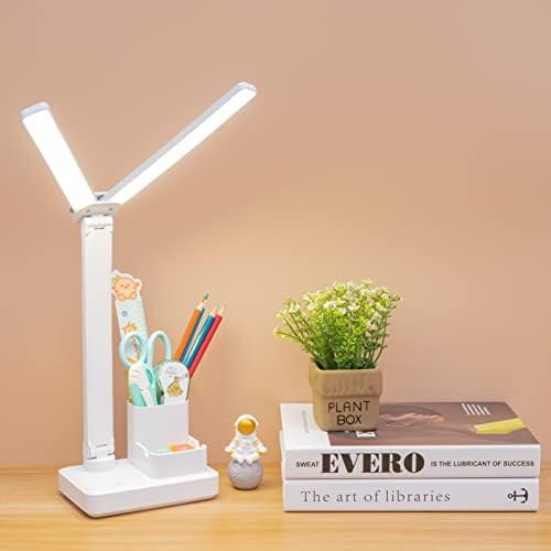 LED LUBRILHA DE CABEÇA DUPLA CABEÇA, Lâmpada de mesa pequena para escritório em casa, luz de mesa branca para crianças, lâmpadas