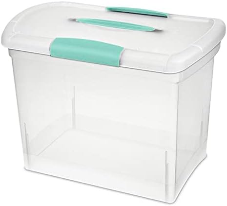 Esterilite Large Nesting Showoffs Clear File Organizer Storage Box com alça e trava para casa, escritório, artesanato,