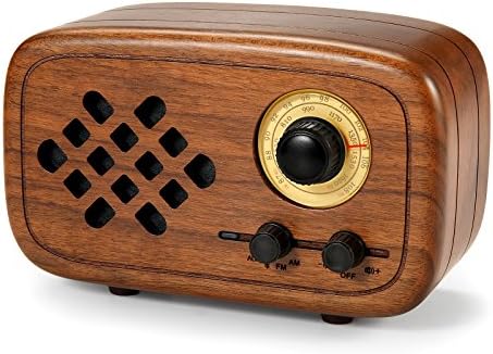 Sé -falante Rerii Bluetooth, Wood Wood Wood Rádio Bluetooth FM AM, alto -falantes sem fio portáteis para casa e escritório