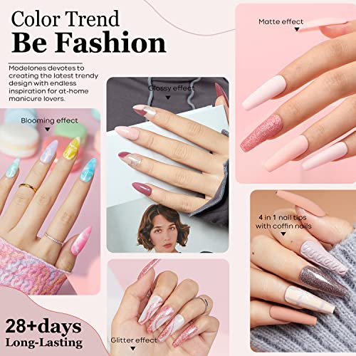 Modelones 49 PCS Kit de esmalte em gel com U V Light-32 Cores da moda Gel Gel Achance Conjunto, secador de unhas de 48w/camada