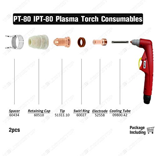 Weldingstop 2pcs MT60434 60434 STAPEFFS/TERDO DO ESPACER DUPLO PONTO PONTO PT-80 PT80 IPT80 IPT-80 TORCA DE CORTE DE PLASMAS