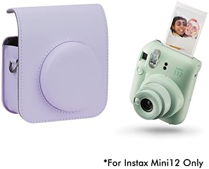 Câmera de câmera de tampa de tampa para fujifilm instax mini 12, estojo de câmera instantânea -couro com alça de bolso e ombro