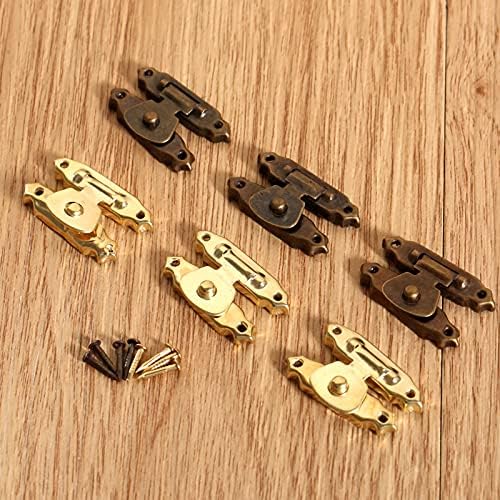 ZOUOOU DAAKOU910 5PCS Bronze antigo/jóias de ferro -ouro Caixa de presente Padlock Hasps Flop Bloqueio de madeira Caixa