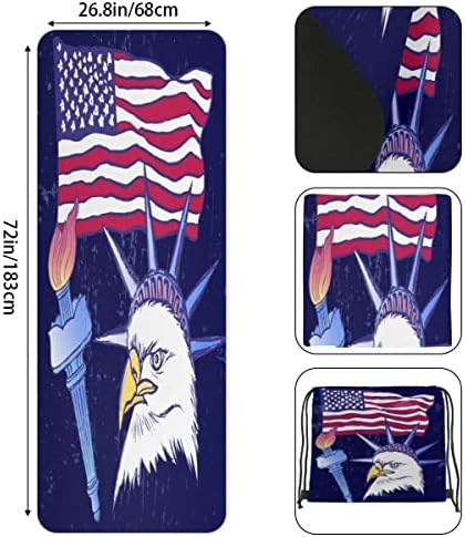 American Flag Eagle A Estátua do Liberty Yoga Mat dobrável Travel Fitness & Exercício tape