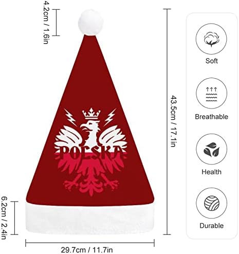 Polska Eagle Polônia Orgulho Chapéu de Natal Papai Noel Hats engraçados Hats de festas de férias para mulheres/homens