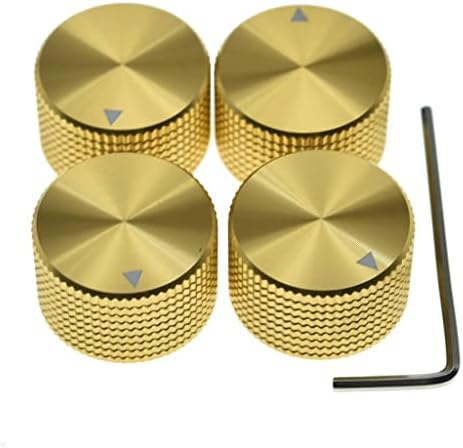 4pcs 25 * 15,5 mm botões de potenciômetro de alumínio de 1/4 de controle de panela de metal universal com indicador e parafuso de fixação para guitarra/baixo/effect pedal/amperes/pré -amplificadores/equipamentos de áudio ouro