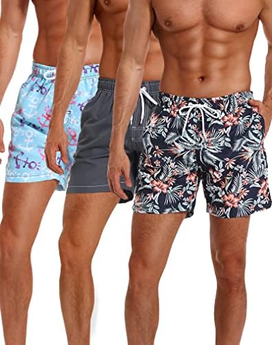 Telaleo 3/2 pacote masculino troncos de natação rápida shorts de natação seca com malha de malha de 6 roupas de banho de praia de