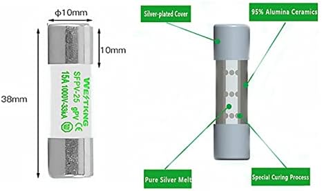 DJDLFA 50PCS PV SOLAR FUSE 1000V DC 10 * 38MM 1A 3A 5A 10A 15A 20A 25A 30A para proteção do sistema de energia fotovoltaica