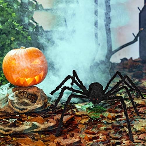 DreamPark Halloween Spider Decorações, 6 PCs Conjunto de aranhas peludas realistas, adereços de aranha assustadores para