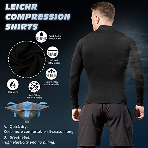 3 Pacote camisas de compressão masculinas para treinos atléticos de manga longa Tops de ginástica sub -camisetas de esportes