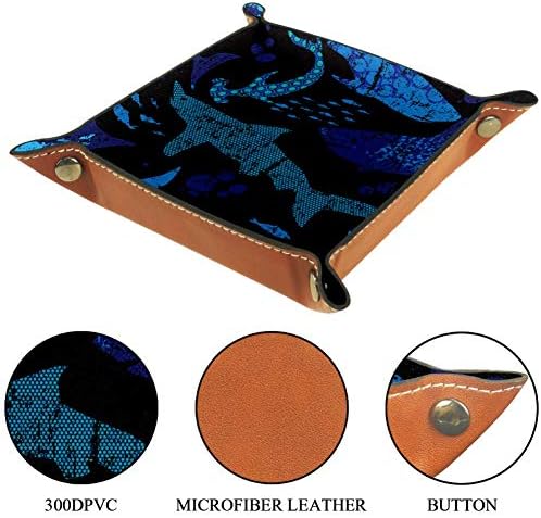 Caixa de jóias de couro de tubarões abstratos para carteira, relógio, chave, moeda, telefone celular e armazenamento de equipamentos