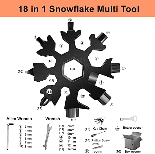 Presentes para homens para homens, 18 em 1 Snowflake Multitool Gadgets Cool para homens, Dad Mens Gifts Para o Natal,