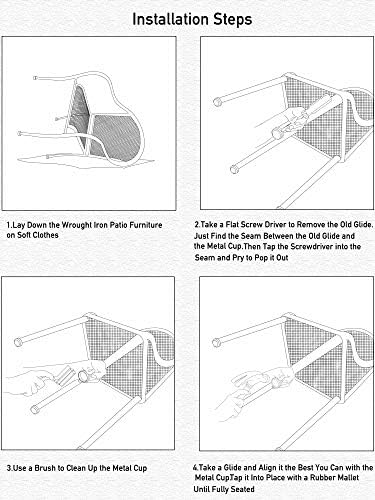 Móveis de ferro de ferro de 1-1/2 Pátio de mobília de pátio de pés- Protetores de piso de cadeira ao ar livre Cadeiras