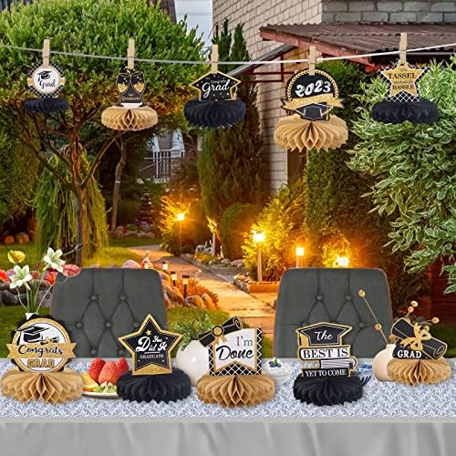 Yunqing 10pcs Graduation Gifts Honeycomb Peças centrais para mesas - Decorações de graduação Classe de 2023 para uma