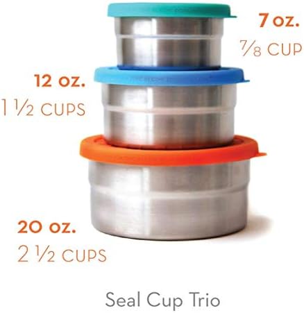 Ecolunchbox selo copo Trio de 3 peças de ninho de aço inoxidável à prova de alimentos à prova de alimentos Recipientes de armazenamento