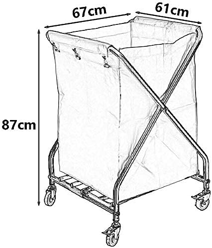 Omoons Trolleys, carrinho de lavanderia dobrável para carrinho com rodas resistentes, rolando carrinho de classificação com bolsa,