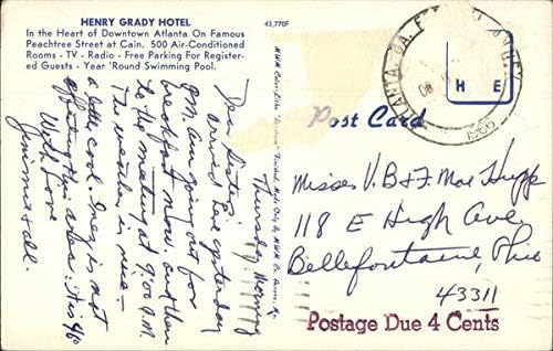 Henry Grady Hotel Atlanta, Georgia GA Original Vintage Postcard 1966