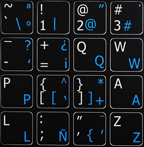 Espanhola - Inglês Decalques de teclado não transparentes