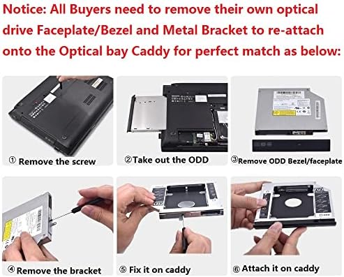 Nigudeyang 9,5mm SATA 2º HDD Drive SSD Bandeja de quadros de baía óptica de baía óptica para aer