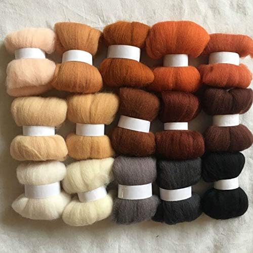 TrendyBoy Kit de crochê FIO 15 COLORES DE WOOL PARA FELTING 70S LOOL ALEX FELL FELTING 5G/10G/20G/50G/100G/LOOL DE LOOL DE LOOL