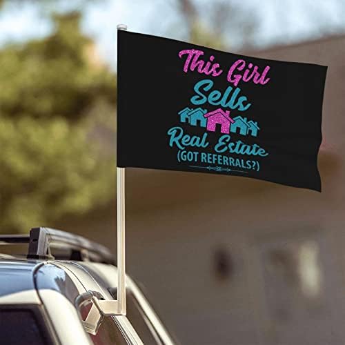 Esta garota vende imobiliários obtidos bandeira de carro de referência 12 × 18 polegadas clipes de bandeira de veículos de veículos