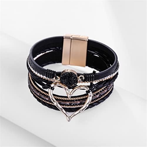 Multilamada Bohemian PU Couro Pulseira Pulseira Mal