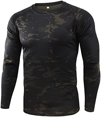 Camisetas de manga longa e seca rápida de Bethspec Men para homens, umidade, que absorve camisetas táticas de camisetas de ciclismo