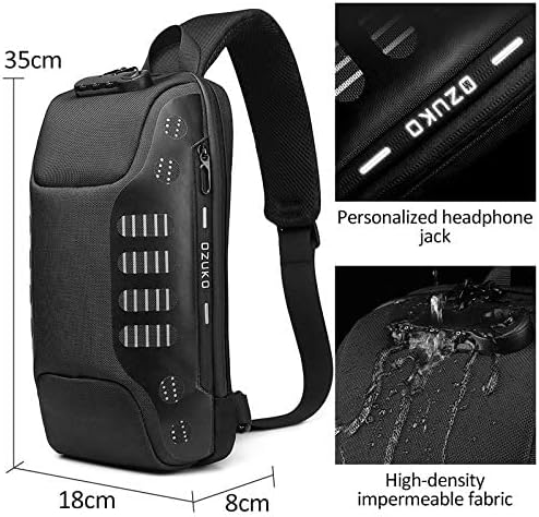 Zuk anti -roubo sling bolsa de ombro backpack saco de peito à prova d'água com porta de carregamento USB Daypack casual leve