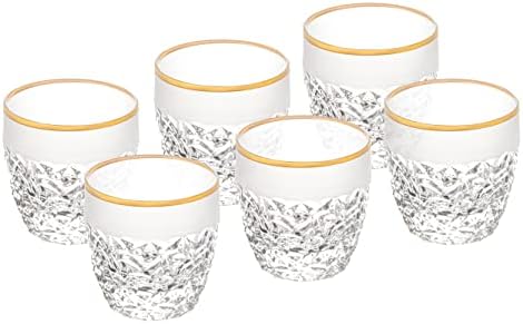 Barski - Glass de qualidade européia - Crystal - Conjunto de 6 - Tumblers à moda dupla à moda - DOF - Cada copo é de 12 onças. - Com