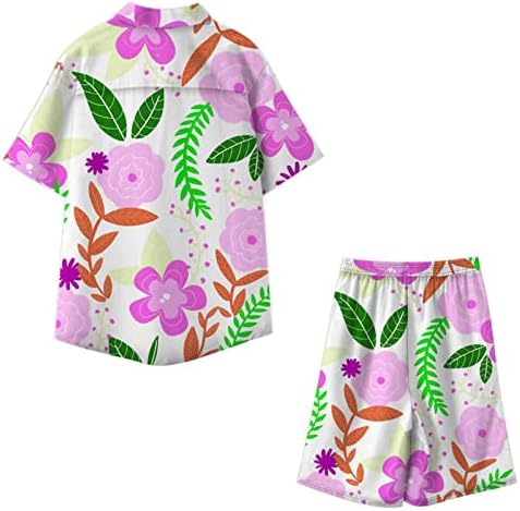 Hawaii Hawaii Set Holida Casual Botão de Manga Curta Lapela Floral Camisas Cardigan Blusa Tops Termo de shorts de praia