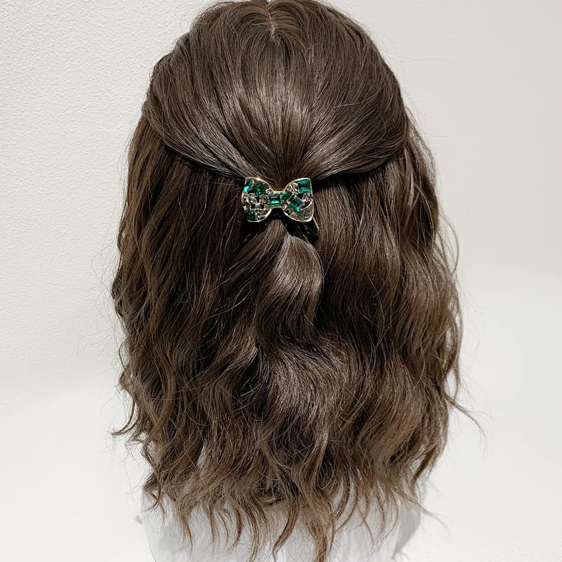Lukskiss Luxury Cabelos de cabelo fofos, gravata de cabelo de strass para mulheres, laços de cabelo elásticos verdes brilhantes