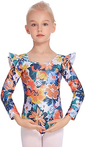 Arshiner Girls Gymnastics Leotards agitados de manga longa de manga longa unitário de dança unitário por 3-10 anos