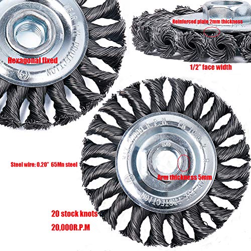 Escova de roda de 4 polegadas Hoyin 4 polegadas, torção atada, aço carbono, toupeira de 5-116nc para moedor